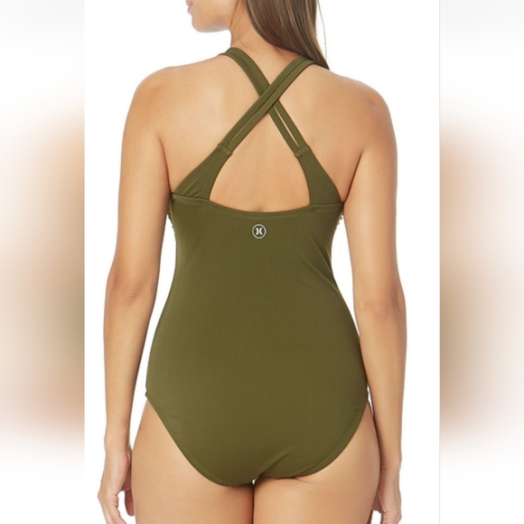 NWT Hurley Ribbed Swimsuit in Amazon Jungle Green - Picture 2 of 5